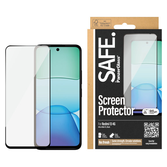 Σκληρυμένο γυαλί UWF για Xiaomi Redmi 13 4G, Čierne, SAFE by PanzerGlass