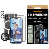 Bundle Hoops + Σκληρυμένο γυαλί UWF + Hard Case + Magnetic Ring Mount για iPhone 16, PanzerGlass