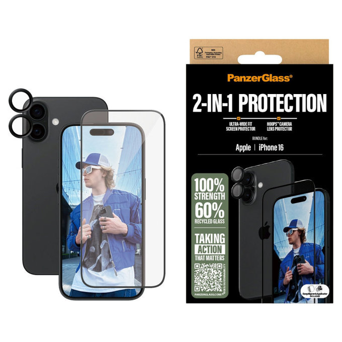 Bundle Hoops + προστατευτικό γυαλί UWF για iPhone 16, PanzerGlass
