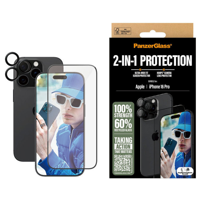 Bundle Hoops + προστατευτικό γυαλί UWF για iPhone 16 Pro, PanzerGlass