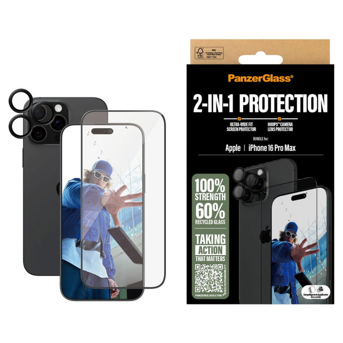 Bundle Hoops + προστατευτικό γυαλί UWF για iPhone 16 Pro Max, PanzerGlass