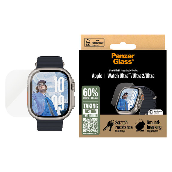 Σκληρυμένο γυαλί για Apple Watch Ultra 2024/Ultra 2/Ultra, Διάφανο, PanzerGlass