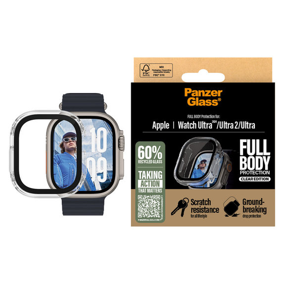 Σκληρυμένο γυαλί Full Body για Apple Watch Ultra 2024/Ultra 2/Ultra, Διάφανο, PanzerGlass