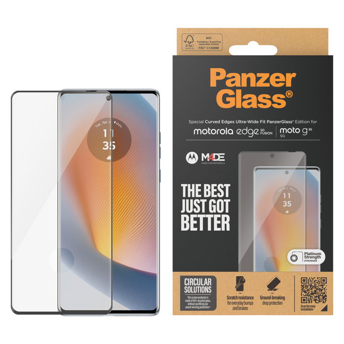 Σκληρυμένο γυαλί UWF για Motorola Moto G85 5G/Edge 50 Fusion, Μαύρο, PanzerGlass