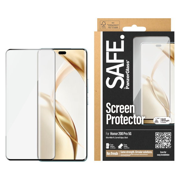 Σκληρυμένο γυαλί UWF για Honor 200 Pro, Μαύρο, SAFE by PanzerGlass