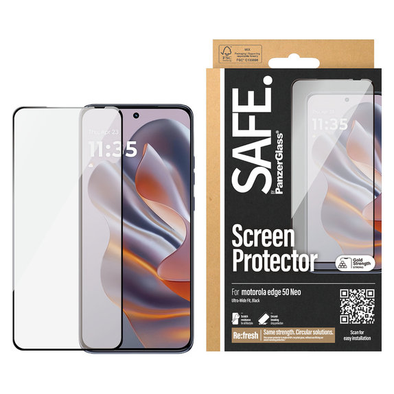 Σκληρυμένο γυαλί UWF για Motorola Edge 50 Neo, Μαύρο, SAFE by PanzerGlass