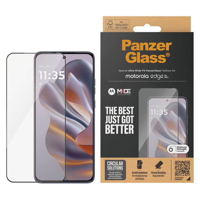 Σκληρυμένο γυαλί UWF για Motorola Edge 50 Neo, Μαύρο, PanzerGlass
