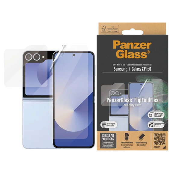 Προστατευτική μεμβράνη UWF και προστατευτικό γυαλί για Samsung Z Flip6, Διάφανο, PanzerGlass