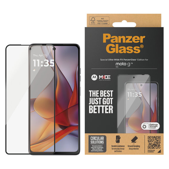 Σκληρυμένο γυαλί UWF για Motorola Moto G75 5G, Μαύρο, PanzerGlass