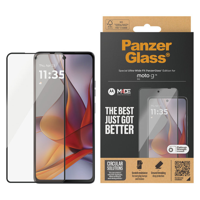Σκληρυμένο γυαλί UWF για Motorola Moto G75 5G, Μαύρο, PanzerGlass