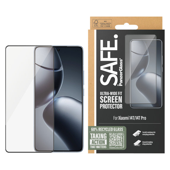 Σκληρυμένο γυαλί UWF για Xiaomi 14T/14T Pro, Μαύρο, SAFE by PanzerGlass