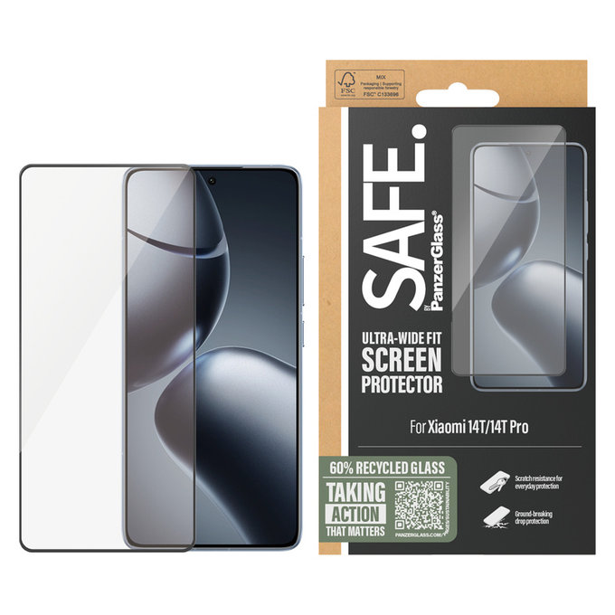Σκληρυμένο γυαλί UWF για Xiaomi 14T/14T Pro, Μαύρο, SAFE by PanzerGlass