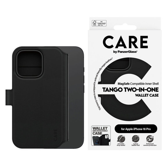 Θήκη Wallet Tango Two-In-One με MagSafe για iPhone 16 Pro, Μαύρο, CARE