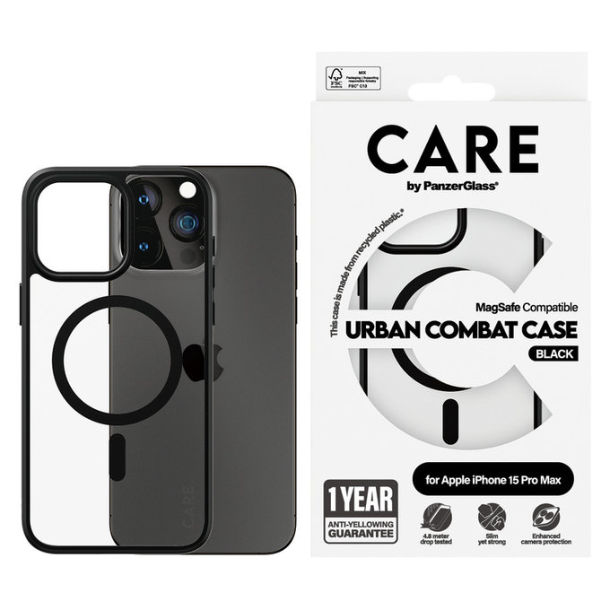 Θήκη Urban Combat με MagSAFE by PanzerGlass για iPhone 15 Pro Max, Μαύρο, PanzerGlass