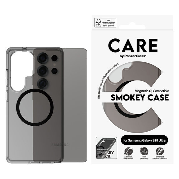 Θήκη Smokey με μαύρο QI για Samsung Galaxy S25 Ultra, Μαύρο, PanzerGlass