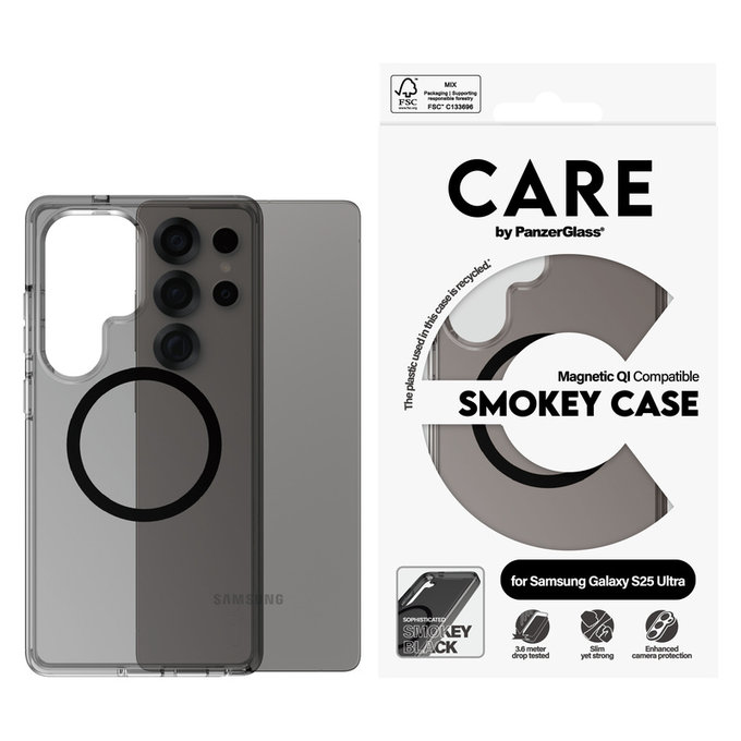 Θήκη Smokey με μαύρο QI για Samsung Galaxy S25 Ultra, Μαύρο, PanzerGlass