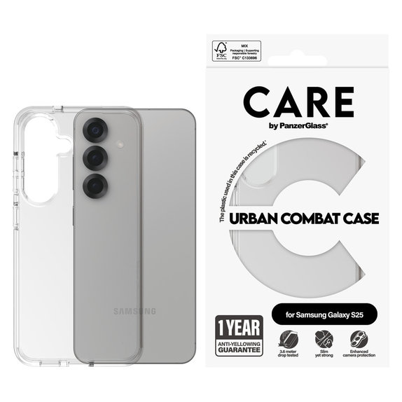 Θήκη Urban Combat για Samsung Galaxy S25, Διάφανο, PanzerGlass