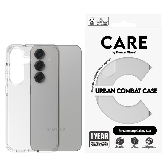Θήκη Urban Combat για Samsung Galaxy S25, Διάφανο, PanzerGlass