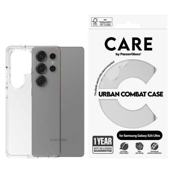 Θήκη Urban Combat για Samsung Galaxy S25 Ultra, Διάφανο, PanzerGlass