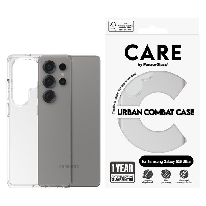 Θήκη Urban Combat για Samsung Galaxy S25 Ultra, Διάφανο, PanzerGlass