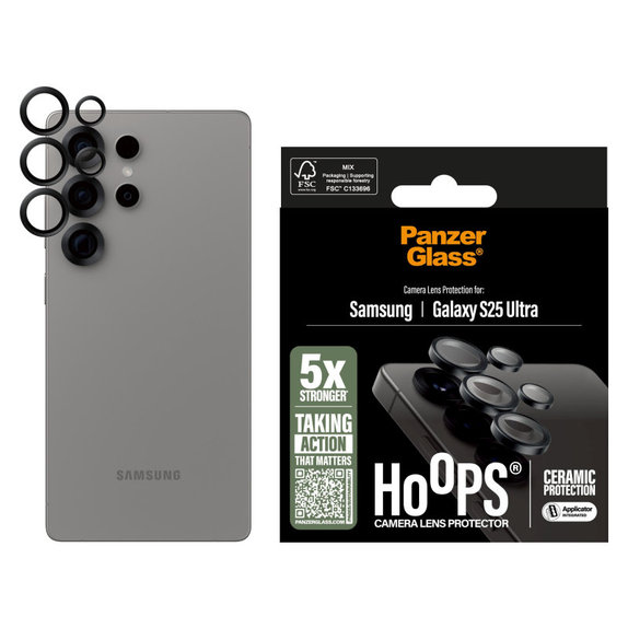 Προστατευτικό φακού κάμερας Hoops Ceramic για Samsung S25 Ultra, Μαύρο, PanzerGlass
