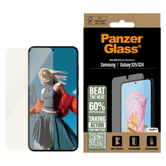 Σκληρυμένο γυαλί UWF All-in-One με εφαρμογέα για Samsung Galaxy S25, Διάφανο, PanzerGlass