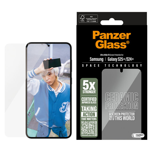 Σκληρυμένο γυαλί UWF Ceramic με εφαρμογέα για Samsung Galaxy S25+, Διάφανο, PanzerGlass
