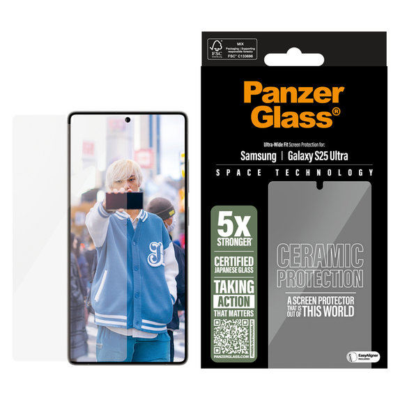 Σκληρυμένο γυαλί UWF Ceramic με εφαρμογέα για Samsung Galaxy S25 Ultra, Διάφανο, PanzerGlass