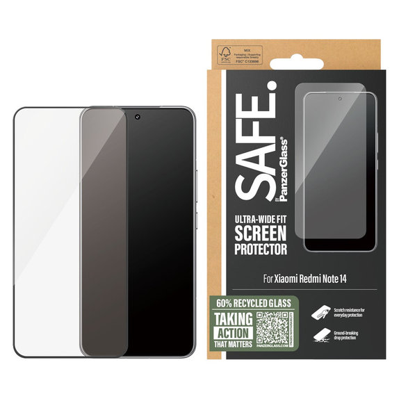 Σκληρυμένο γυαλί UWF για Xiaomi Redmi Note 14, Μαύρο, SAFE by PanzerGlass