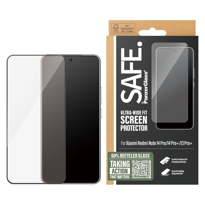 Σκληρυμένο γυαλί UWF για Xiaomi Redmi Note 14 Pro/14 Pro+/13 Pro+, Μαύρο, SAFE by PanzerGlass