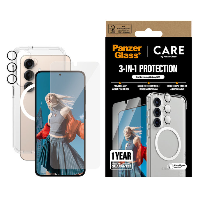 Bundle 3 σε 1 για Samsung Galaxy S25, PanzerGlass