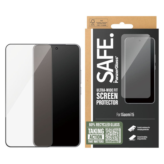 Σκληρυμένο γυαλί UWF για Xiaomi 15, Μαύρο, SAFE by PanzerGlass