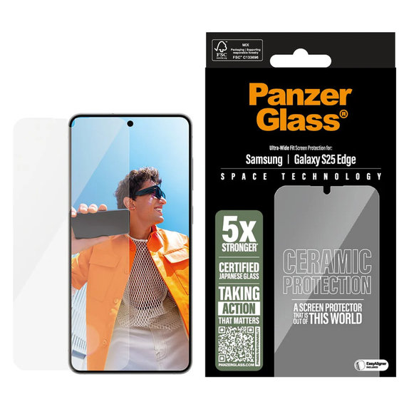 Σκληρυμένο γυαλί UWF Ceramic με εφαρμογέα για Samsung Galaxy S25 Edge, Διάφανο, PanzerGlass