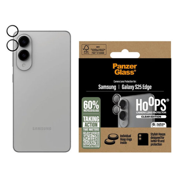 Προστατευτικό φακού κάμερας Hoops για Samsung S25 Edge, Διάφανο, PanzerGlass