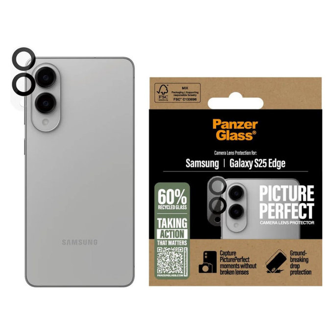 Προστατευτικό φακού κάμερας PicturePerfect για Samsung S25 Edge, Μαύρο, PanzerGlass