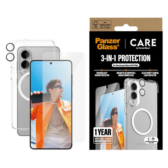 Bundle 3 σε 1 για Samsung Galaxy S25 Edge, PanzerGlass
