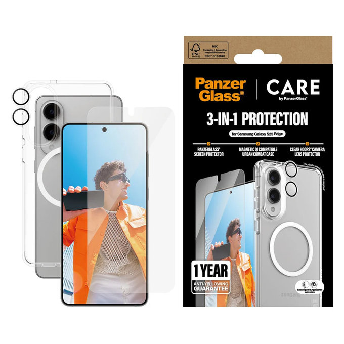 Bundle 3 σε 1 για Samsung Galaxy S25 Edge, PanzerGlass