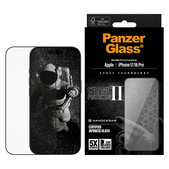Σκληρυμένο γυαλί UWF Ceramic II με Fastfit για iPhone 17/16 Pro, Μαύρο, PanzerGlass