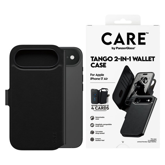 Θήκη Wallet Tango Two-In-One με MagSAFE by PanzerGlass για iPhone Air, Μαύρο, PanzerGlass