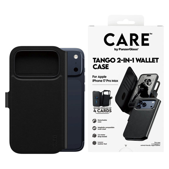 Θήκη Wallet Tango Two-In-One με MagSafe για iPhone 17 Pro Max, Μαύρο, PanzerGlass