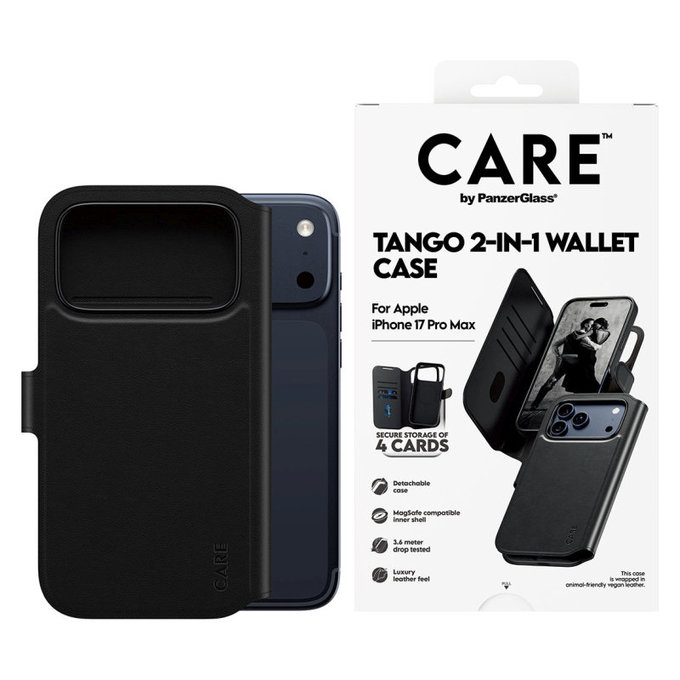 Θήκη Wallet Tango Two-In-One με MagSafe για iPhone 17 Pro Max, Μαύρο, PanzerGlass