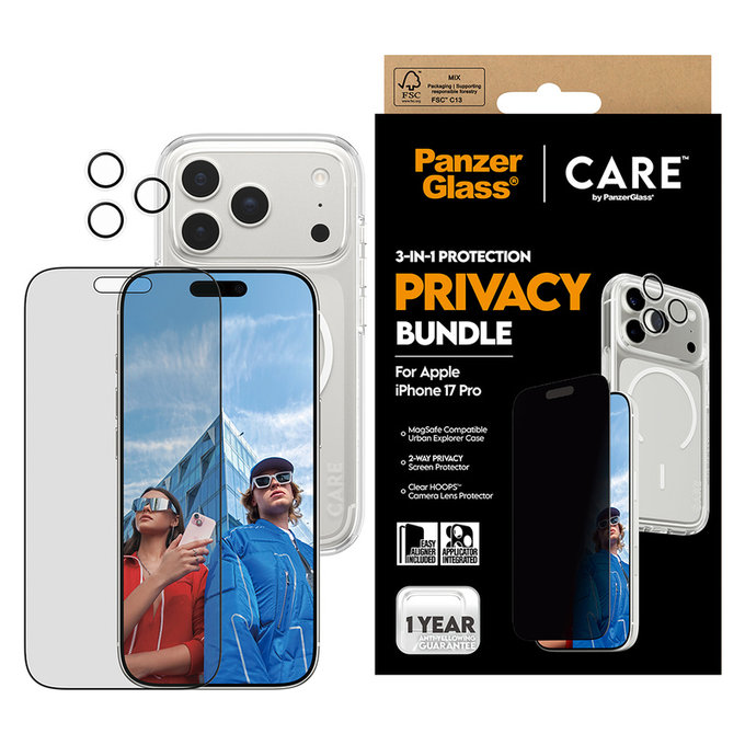 Bundle 3 σε 1 Privacy για iPhone 17 Pro, PanzerGlass