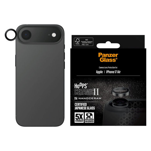 Προστατευτικό φακού κάμερας Hoops Ceramic II για iPhone 17 Air, Μαύρο, PanzerGlass