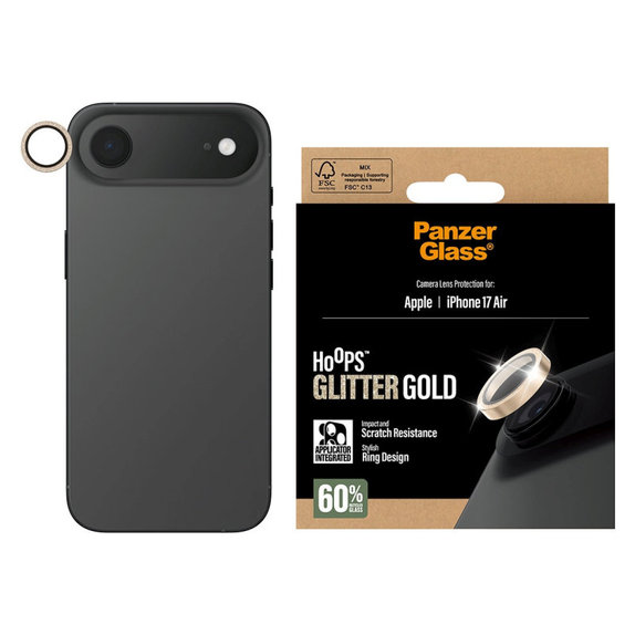 Προστατευτικό φακού κάμερας Hoops για iPhone 17 Air, Glitter Gold, PanzerGlass