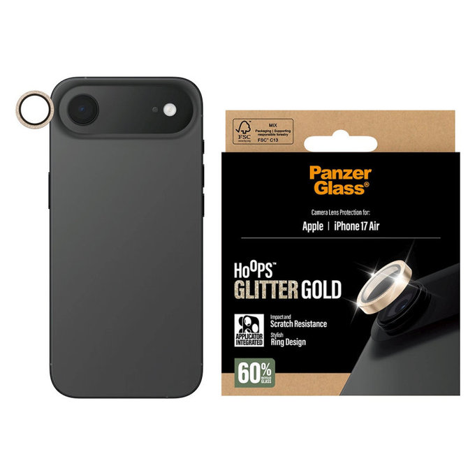 Προστατευτικό φακού κάμερας Hoops για iPhone 17 Air, Glitter Gold, PanzerGlass