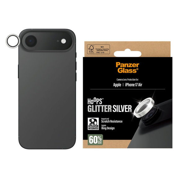 Προστατευτικό φακού κάμερας Hoops για iPhone 17 Air, Glitter Silver, PanzerGlass