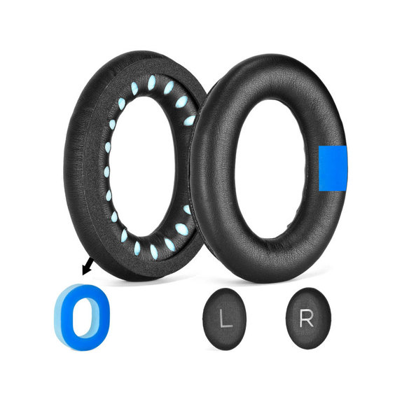 Ανταλλακτικά Earpads Ακουστικών για Bose QC25, QC35, QC45, Αφρός Μνήμης + PU Δέρμα, Μαύρο, Black, Ψυκτικό Τζελ, 1 Ζεύγος