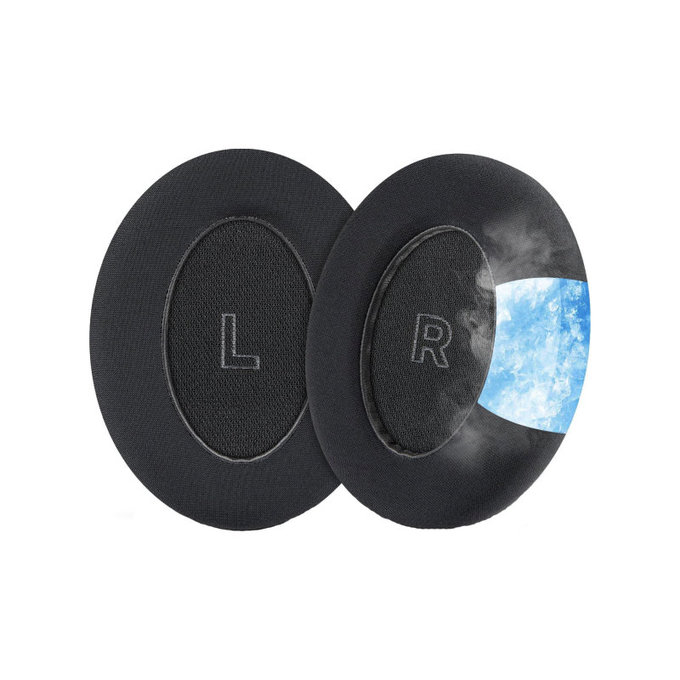 Ανταλλακτικά Earpads Ακουστικών για Bose QC Ultra, Αφρός Μνήμης + Ύφασμα + Δέρμα, Μαύρο, Black, Ψυκτικό Τζελ, 1 Ζεύγος