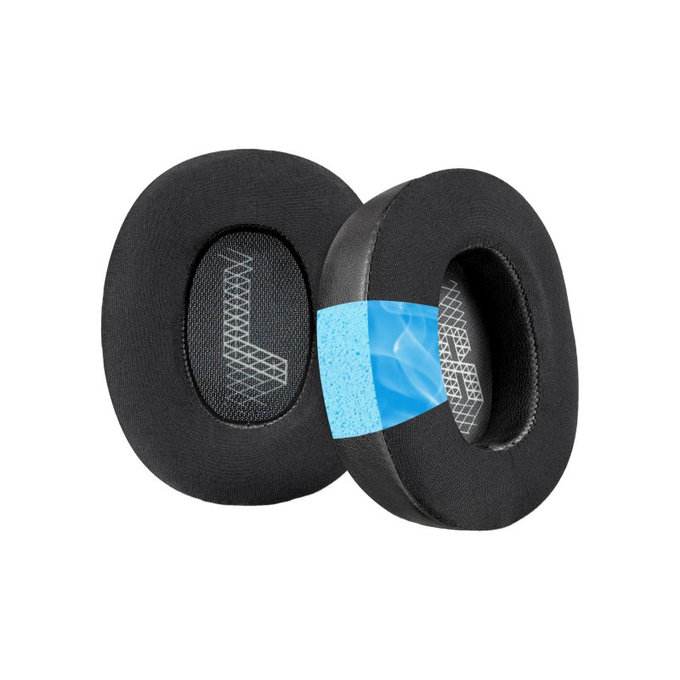 Ανταλλακτικά Earpads Ακουστικών για JBL Live 650, 660, E65, Αφρός Μνήμης + Δέρμα+ Ύφασμα, Μαύρο, Black, Ψυκτικό Τζελ, 1 Ζεύγος