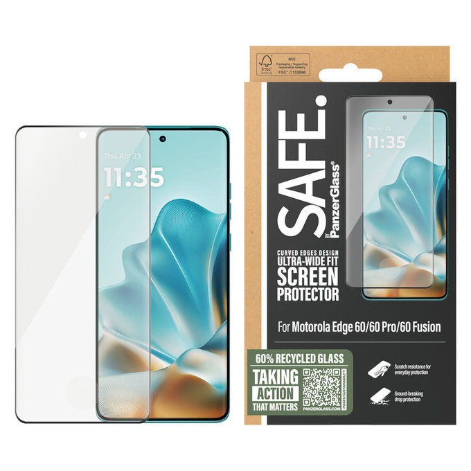 Σκληρυμένο γυαλί UWF για Motorola Edge 60/60 Pro/60 Fusion, Μαύρο, SAFE by PanzerGlass